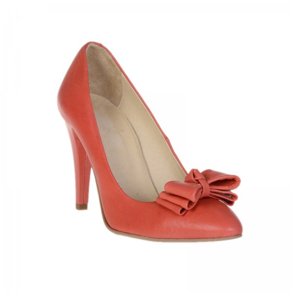 Pantofi piele naturala Justina Rosu Coral - sau Orice Culoare